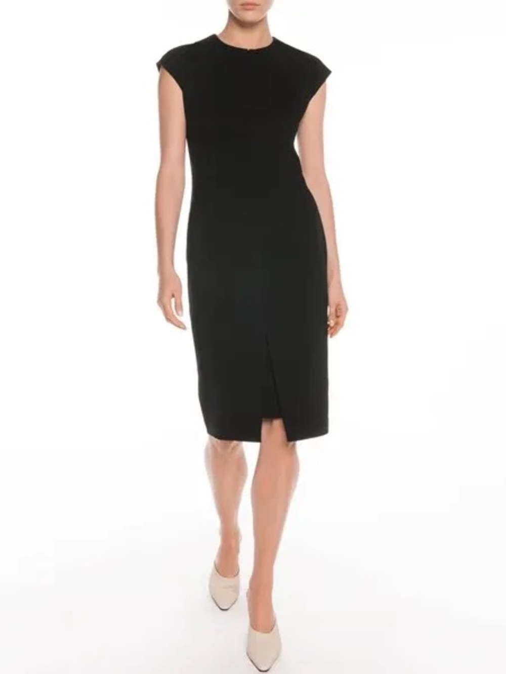 VERONIKA MAINE • Stretch Suit Zip Neck Pencil Dress in Black
